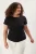 Trendyol Curve Dames Zwart Effen Kort Getailleerd Grote maten Blouses