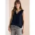 Cecil Dames Blousetop met gespleten hals en linten in Blauw