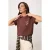 TRENDYOLMİLLA Dames Bruin Slogan Kort Regular fit T-shirts