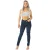 Dames Skinny Fit Stretch Hoge Taille Denim Jeans Donkerblauw