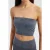 Zure Gewassen Strapless Ribbels Crop Top