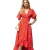 AX Paris Midi-feestjurk voor dames met stippenpatroon en asymmetrische zoom (Rood)