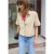 Blouse met korte mouwen in ribfluweel