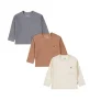 Dirkje longsleeve – set van 3 bruin/offwhite/blauw