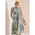 Midi-jurk met split in de hals en print