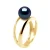 Rush Ring zoetwaterparels Button 7-8 mm Black Yellow Gold