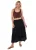 Zwarte katoenen seersucker maxi-rok met ceintuur