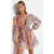 TRENDYOLMİLLA Dames Meerkleurig Etnisch patroon Kort / Mini Lang Strandkleding Skater Strandjurken