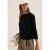 Cecil Dames Slub Shirt met ronde hals in Zwart