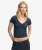 Gathered V-neck Crop T-shirt Slanke Pasvorm Blauw