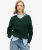Oversized Kabeltrui met V-hals Groen