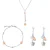 Orphelia ‘Lorelei’ Dames 925 Sterling Zilver Set: Ketting + Armband + Oorbellen – Zilver/Roze SET-7386