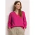 Street One Dames 3/4-mouwen blouse van linnenmix met gespleten hals in Pink
