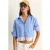 Gestreepte Korte Knop-Voorkant Shirt