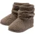 Dames Teddy Fleece Bootie Slippers Oatmeal Taupe Warm VK 3-8