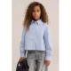 WE Fashion gestreepte blouse met strass-steentjes – lichtblauw