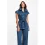 Morgan denim gilet met ceintuur – mediumblauw