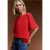 Street One Studio Dames Blouse met korte mouwen en ronde hals in effen kleur in Rood