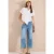 Blouse met hangende schouder in linnen