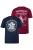 Men Plus Shirt  navy / watermeloen rood / wit