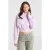 America Today gestreepte blouse met plooien – lichtroze/wit