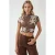 Gedrukte Slim Fit Crew Neck Crop Top