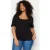 Trendyol Curve Dames Zwart Effen Kort Getailleerd Grote maten Blouses