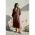 TRENDYOLMİLLA Dames Bruin Effen Midi Driekwart mouw Casual Double-breasted Jurken