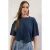 TRENDYOLMİLLA Dames Donkerblauw Effen Kort Relaxed fit T-shirts