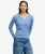 Washed V-hals Cable Trui Slanke Pasvorm Light Blue