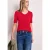 Street One Dames Basic Shirt met V-hals in effen kleur in Rood