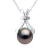 Halsketting Sieraad Diamant 0.01 Cts Wit Goud en Echte Gecultiveerde Tahiti Parel Rond 7-8 mm