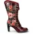 Laura Vita Floral Dames Goth Victoriaanse rode leren hoge laarzen met hakken – Alcbane-351