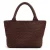Manfield gevlochten shopper donkerbruin