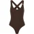 Malelions Women Cross Back Bouclé Bodysuit | Espresso