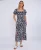 Marine Mouwen Split Viscose Midi Dress