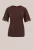 WE Fashion – Dames jersey T-shirt met kant – Regular fit – Donkerbruin –