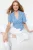 TRENDYOLMİLLA Dames Blauw Bloemen Kort Getailleerd Blouses