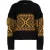 EsQualo Sweater Jacquard Fringes Black / Olive