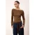 TRENDYOLMİLLA Dames Bruin Gestreept Lang Getailleerd Blouses