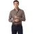 Business overhemd Cavallaro Napoli bruin semi-wide spread boord