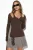 Geribbelde U-Kraag Blouse met Lange Mouwen