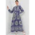 Geprinte V-hals Maxi jurk met knoopsluiting