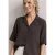 Street One Dames Mousselineblouse met bowlingkraag in Bruin