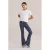 WE Fashion gestreepte flared broek donkerblauw