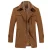 Heren winter verdikte effen kleur revers casual wollen jas met gestreepte kraag Camel