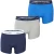 Happy Shorts Heren boxershorts trunks effen blauw/grijs 3-pack