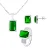 Ketting set, oorbellen en verstelbare ring “smaragdgroene kleur” kristal en zirkoniumoxiden 925 – Gatsby