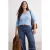Trendyol Curve Dames Blauw Effen Lang Getailleerd Grote maten Blouses