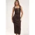 Vierkante Kraag Bodycon Midi-jurk met Splits